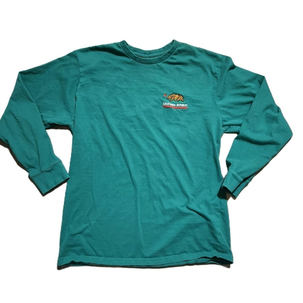 Eighty Eight Mens Large Teal California Bear Long Sleeve Shirt